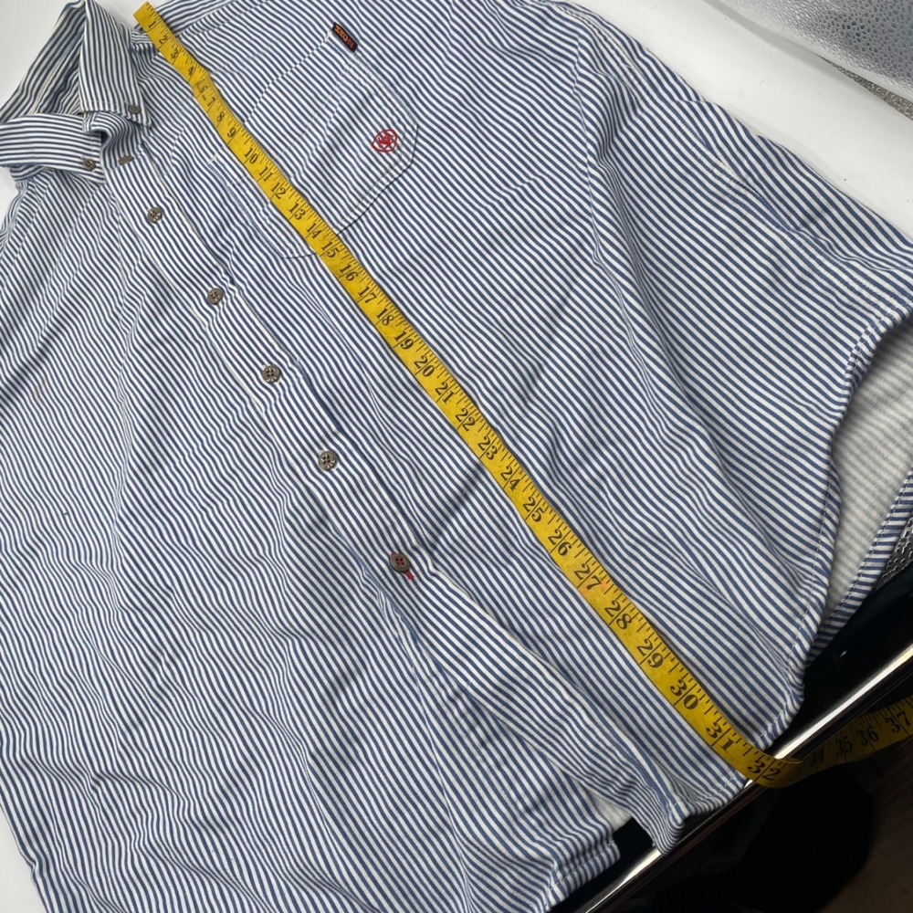 Ariat Work FR Striped Button Down Shirt Mens XL Blue White Flame Resistant NFPA - Picture 8 of 11